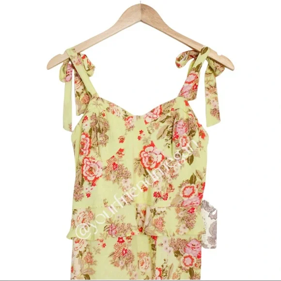 BOG Collective Chartreuse Ladies of the Canyon Midi Dress - Picture 2 of 12